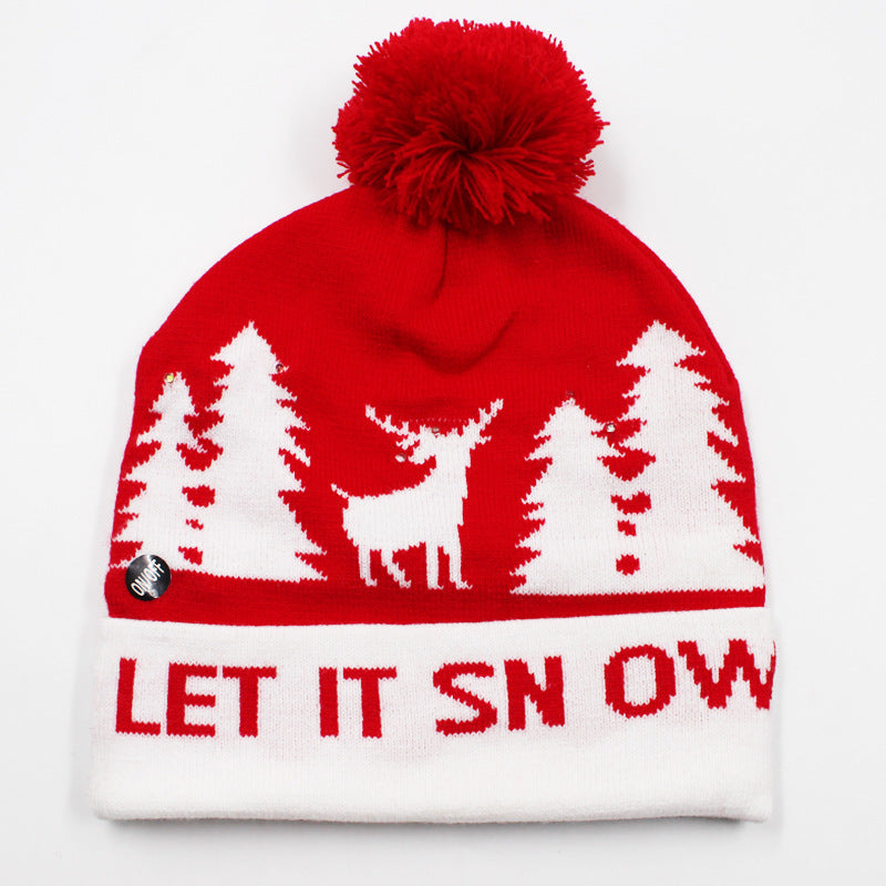 Holiday Party Christmas LED Luminous Knitted Jacquard Knitted Hat
