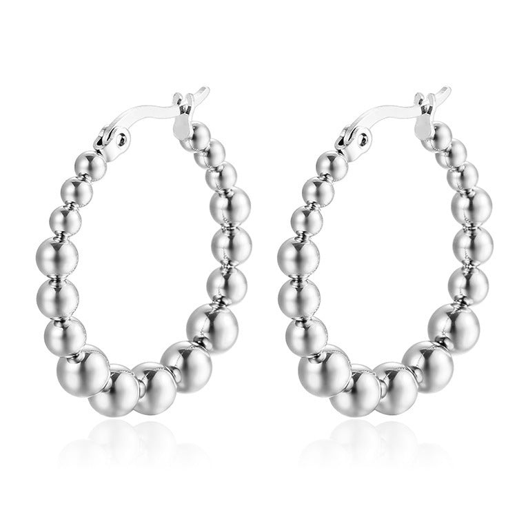 Stainless Steel Ball Bead Earrings Titanium Steel