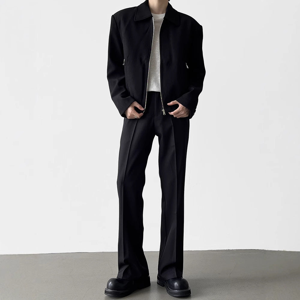 Black Straight Anti-wrinkle Suit Pants Thin Casual Trousers