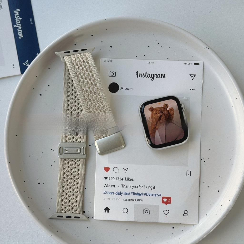 Upgraded Double Loop Knitted Nylon Magnetic Buckle Strap