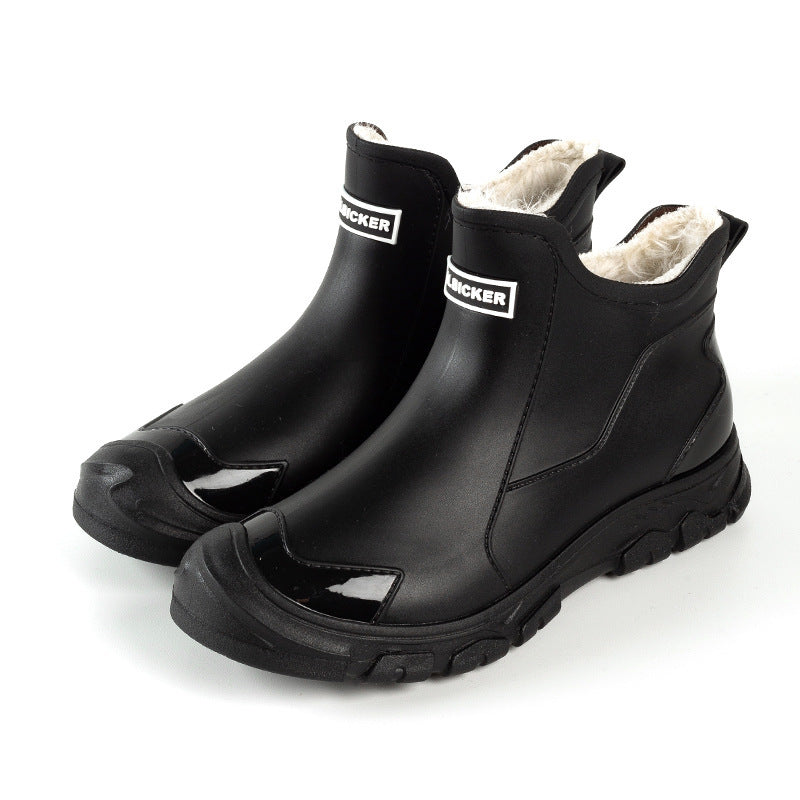 Large Size Fixed Velvet Rain Boots Stylish Water Shoes Men And Women Outdoor