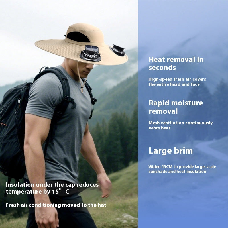 Solar Sunshade Cap With Fan Men's Outdoor Mountaineering Fishing Hat