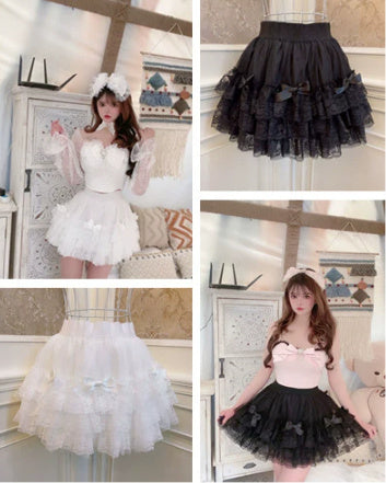 Lolita Princess Bowknot Lace All-matching Base Skirt