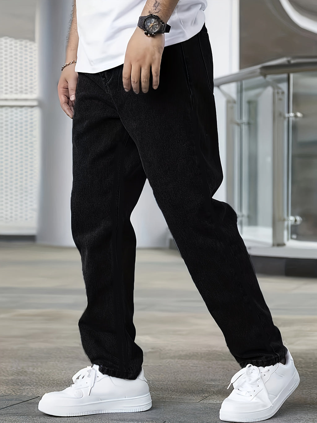 Men's Black Trend Simple All-matching Jeans Fashion Personality