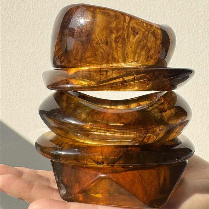 European And American Exaggerated Blooming Irregular Shaped Resin Bracelet