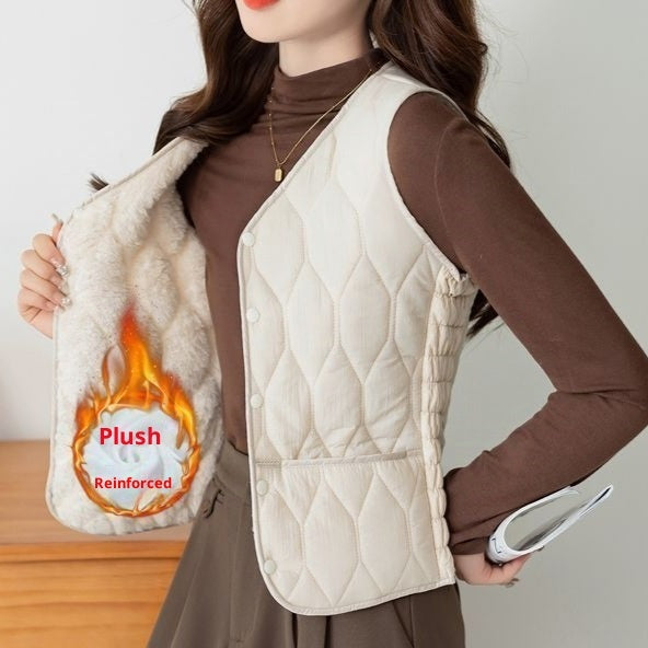 Vest Women's Short Bottoming Autumn And Winter Plus Velvet Thickened