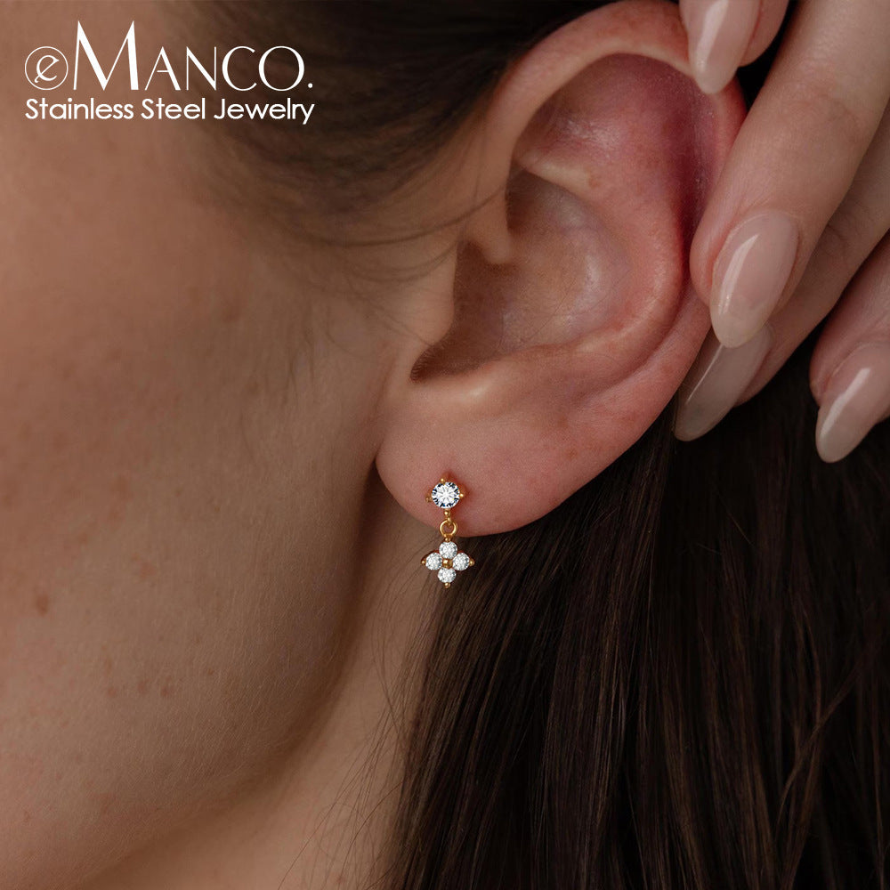 Women's Simple Fashion Zircon Flower Earrings