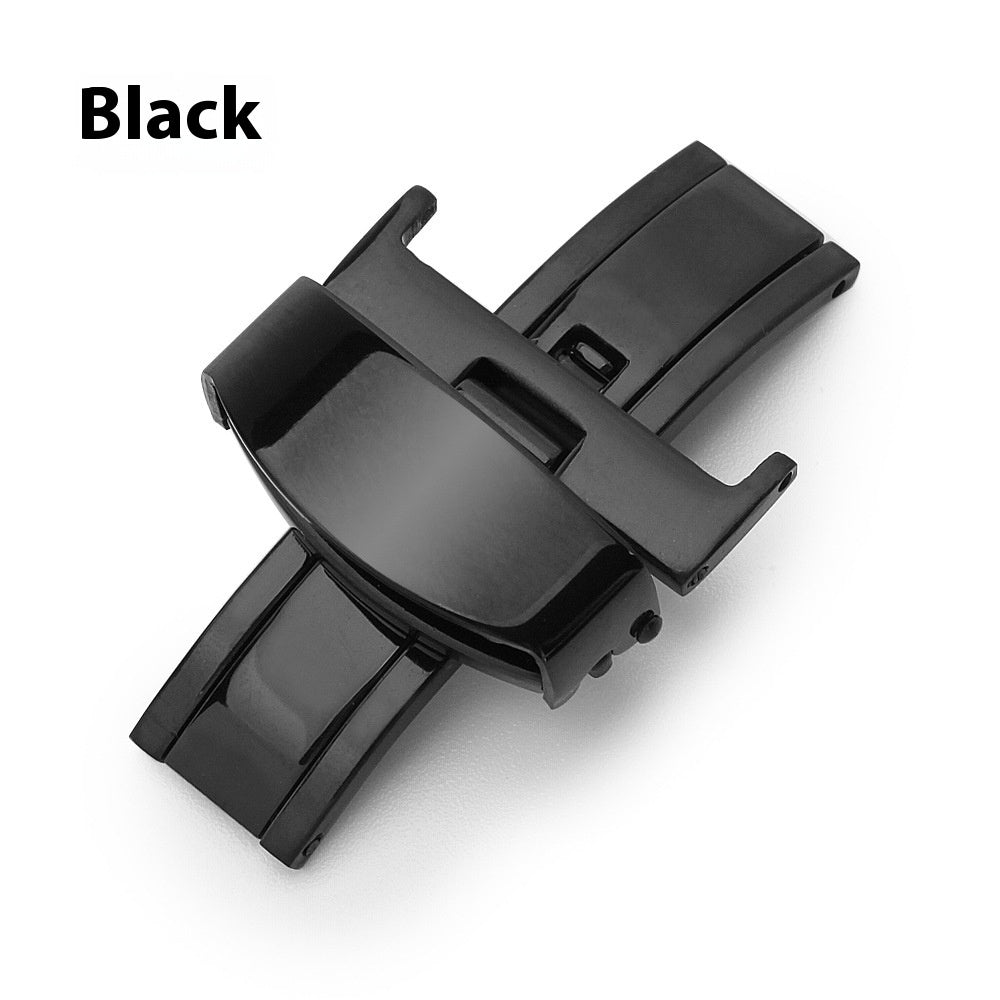 Stainless Steel Double Pull Butterfly Clasp Leather Watch Strap Buckle