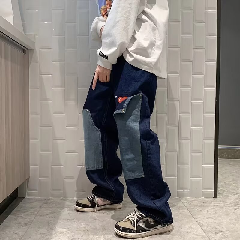 Men's Trendy American Vintage Patch Jeans