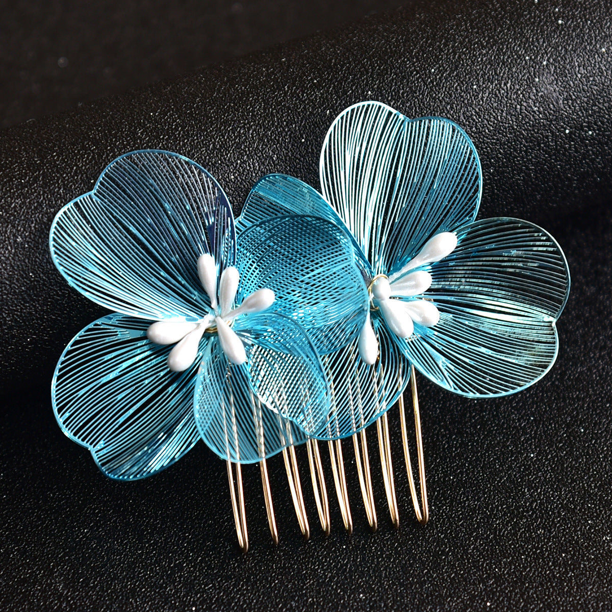 Bridal Headdress Super Fairy Golden Flower Comb
