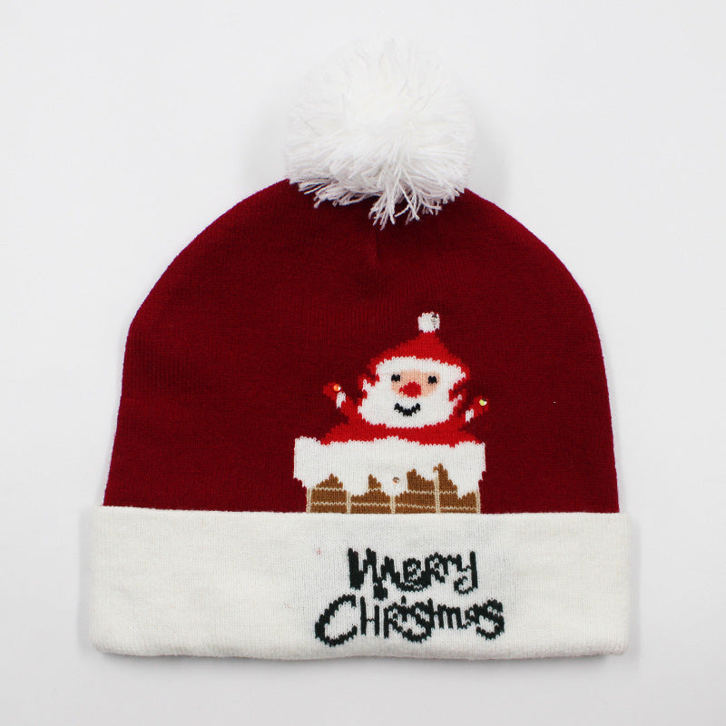Holiday Party Christmas LED Luminous Knitted Jacquard Knitted Hat