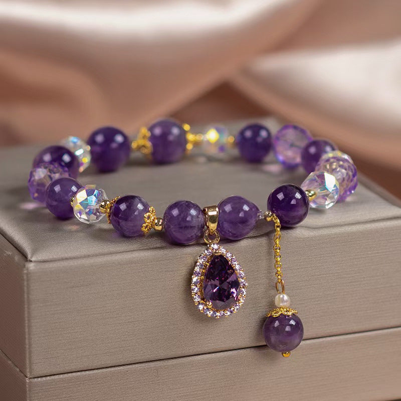 Design Natural Amethyst Purse Bracelet