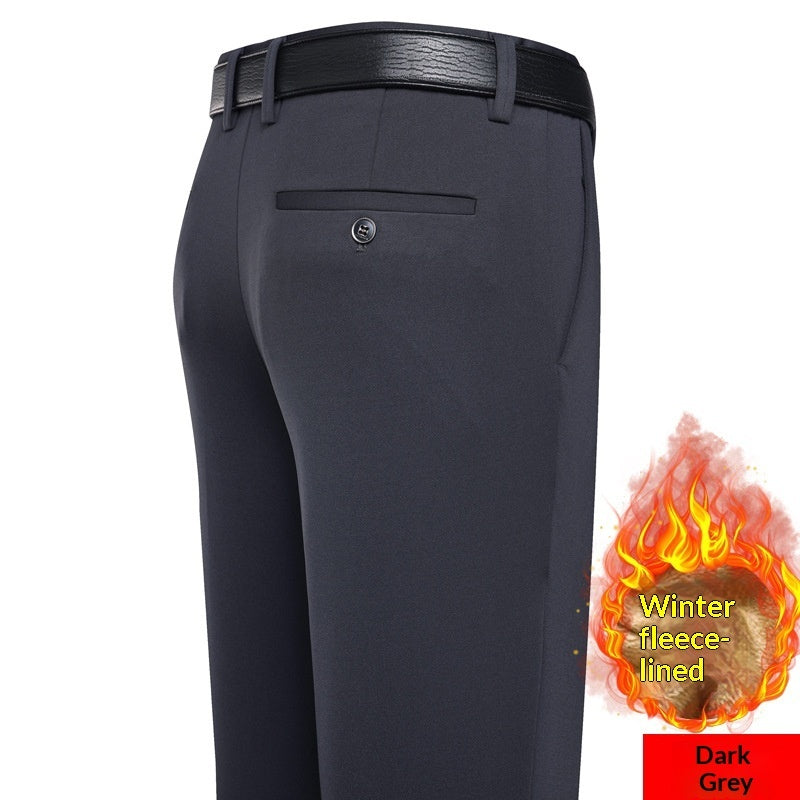 Autumn And Winter Thick High-elastic Fleece-lined Men's Pants