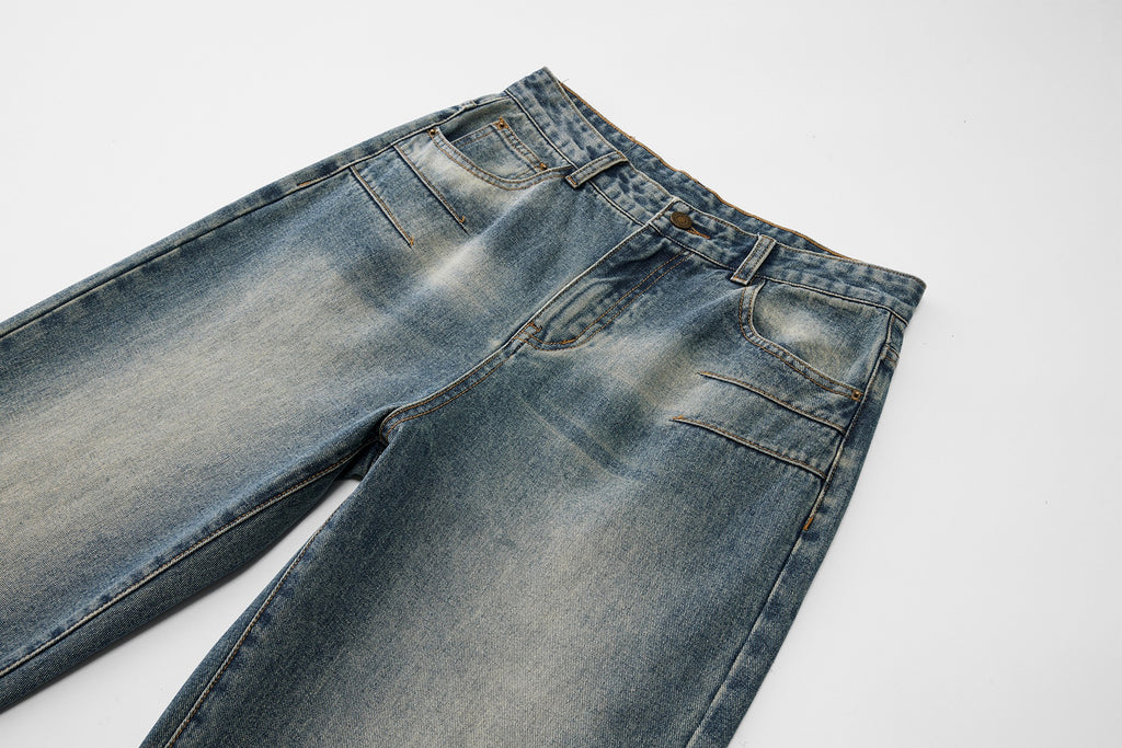 New Fall Winter American-style Cleanfit Washed Blue Jeans