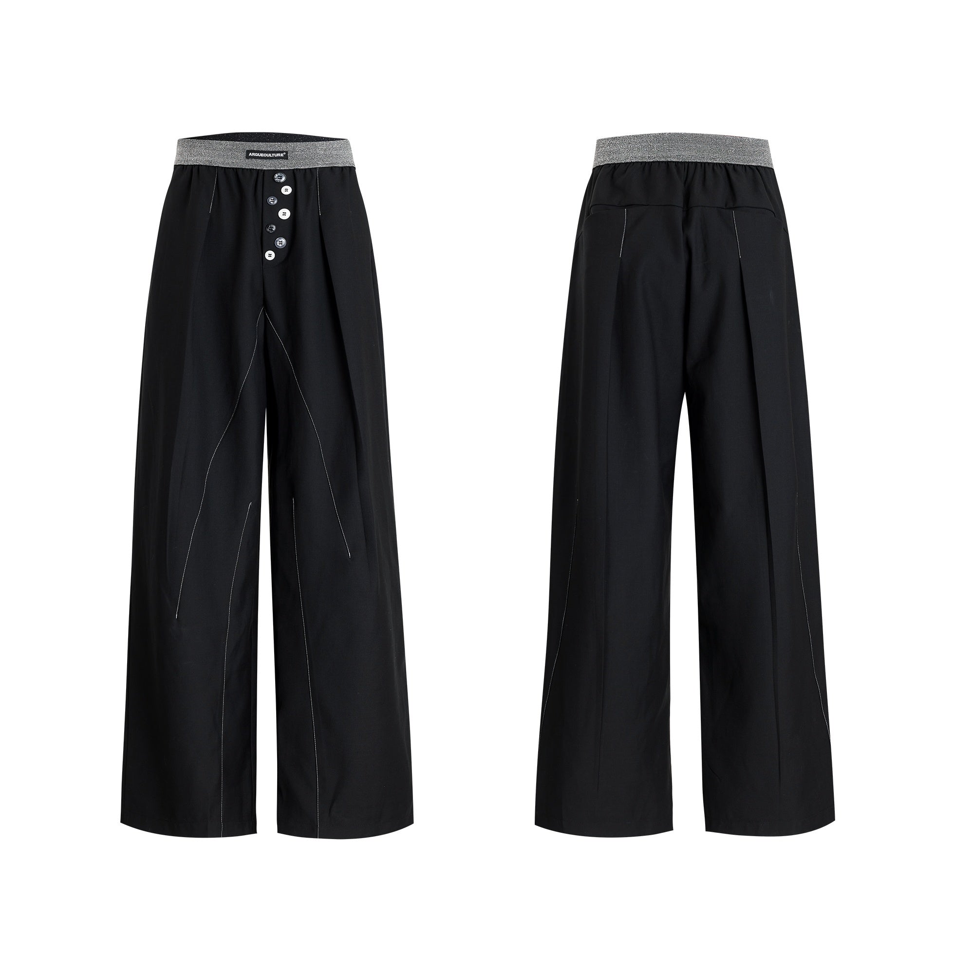 Drooping Straight Suit Pants Button Open Line Design Casual Pants