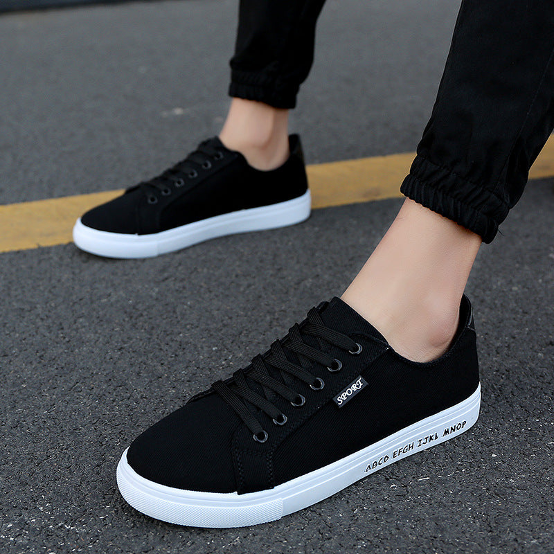 Spring and autumn men's canvas shoes casual shoes men's shoes breathable Korean low tide black and white shoes
