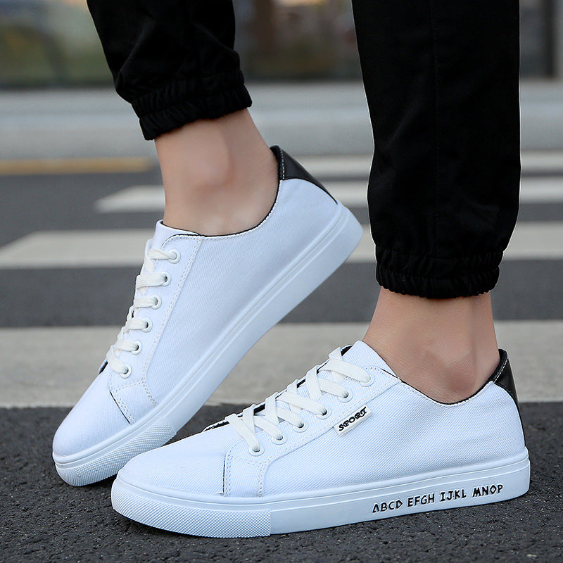 Spring and autumn men's canvas shoes casual shoes men's shoes breathable Korean low tide black and white shoes
