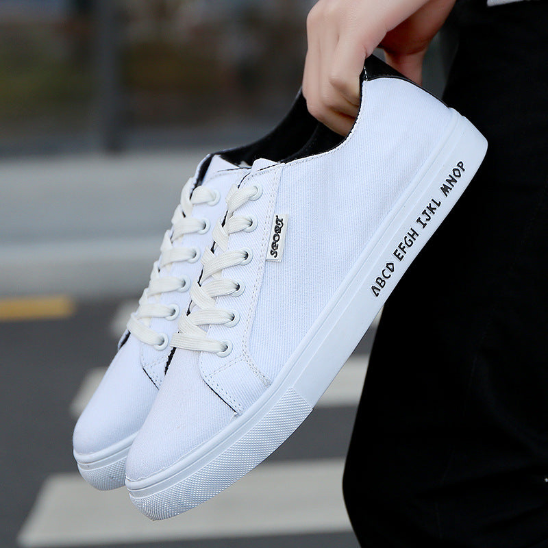 Spring and autumn men's canvas shoes casual shoes men's shoes breathable Korean low tide black and white shoes