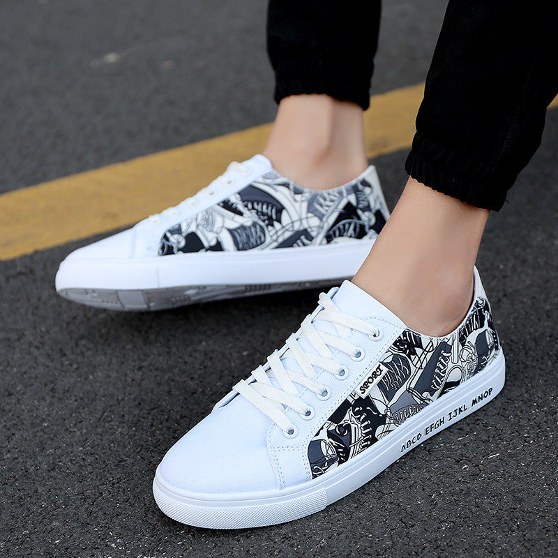 Spring and autumn men's canvas shoes casual shoes men's shoes breathable Korean low tide black and white shoes