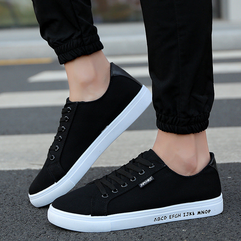 Spring and autumn men's canvas shoes casual shoes men's shoes breathable Korean low tide black and white shoes