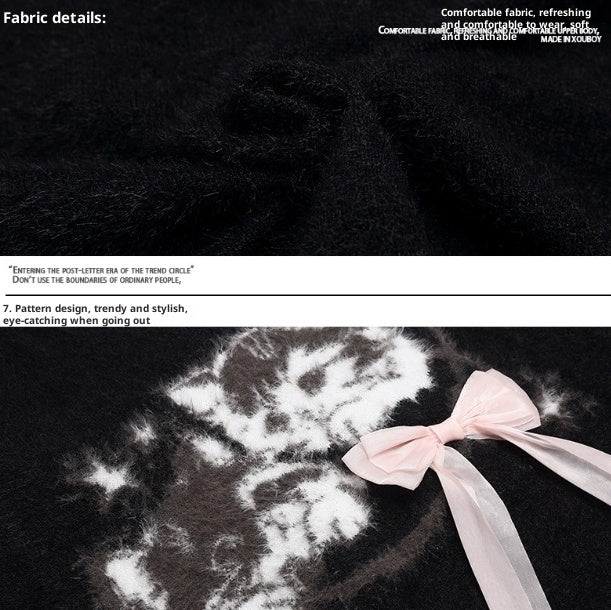 Polyester Women's Cute Cat Hair Fake Two Pieces Collar Sweater