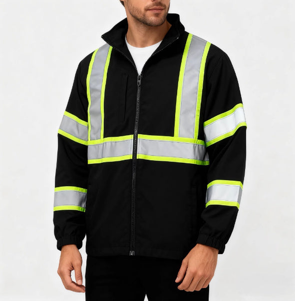 Soft Shell Waterproof Black Night Reflective Work Clothes