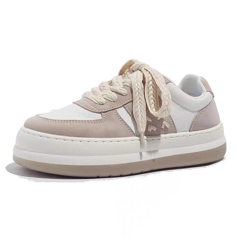 Wheat White Shoes For Women Thick-soled Big Head