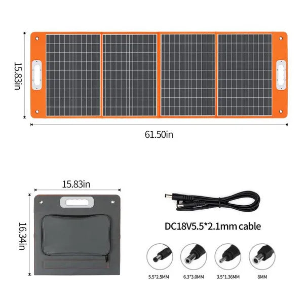 100W 18V Portable Solar Panel;  Flashfish Foldable Solar Charger With  5V USB 18V DC Output Type-C Output Compatible With Portable Generator;  Smartphones;  Tablets And More