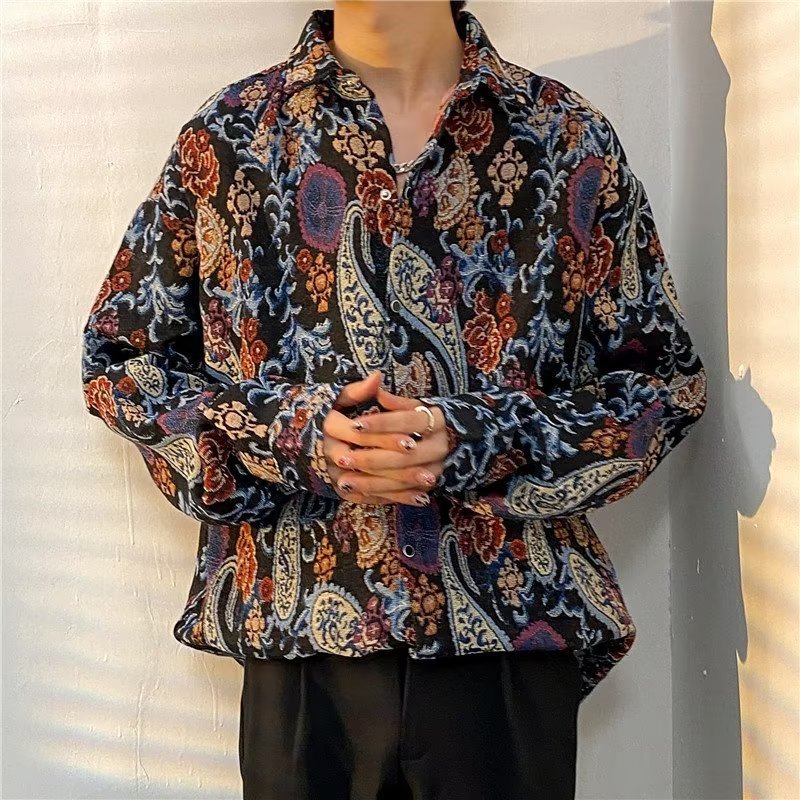 Loose Autumn And Winter Japanese-style Retro Ethnic Style Couple Long Sleeve Shirt