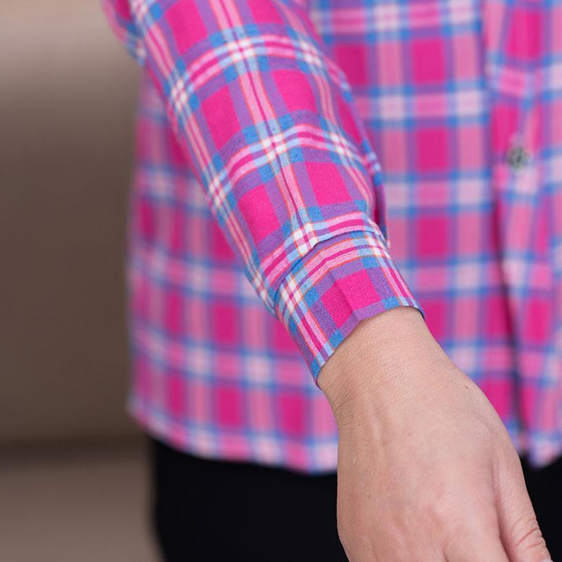 Middle-aged And Elderly Women's Loose Long-sleeved Slim-fit Plaid Shirt