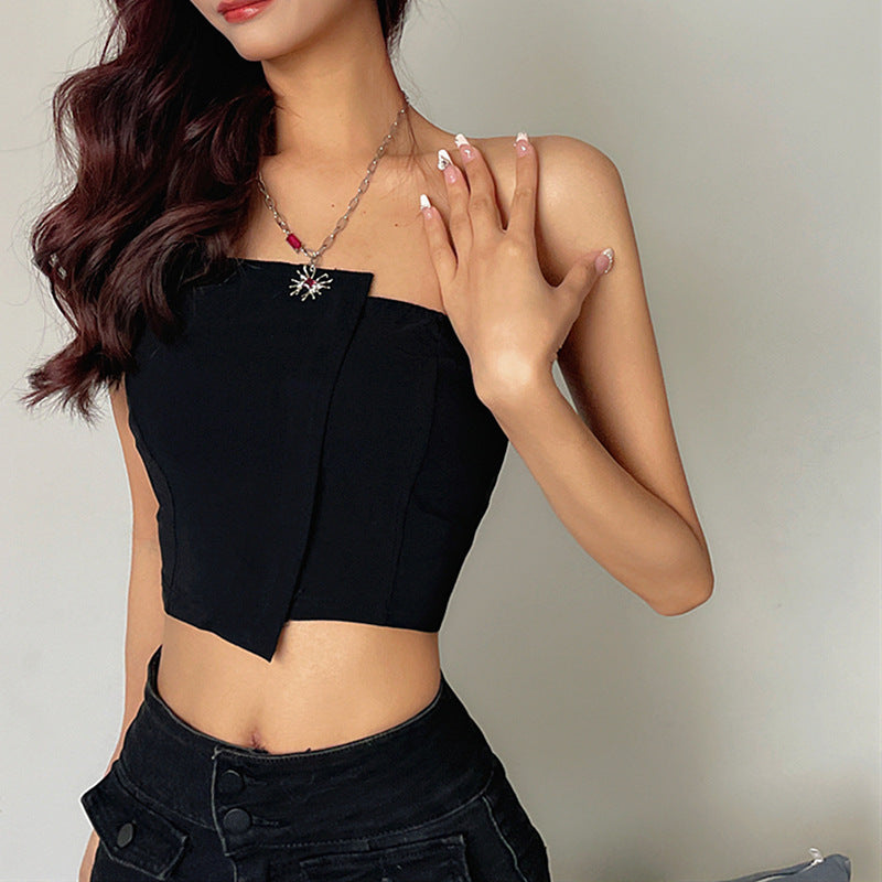 Solid Color Slim Fit Short Inner Top Can Be Worn Outside