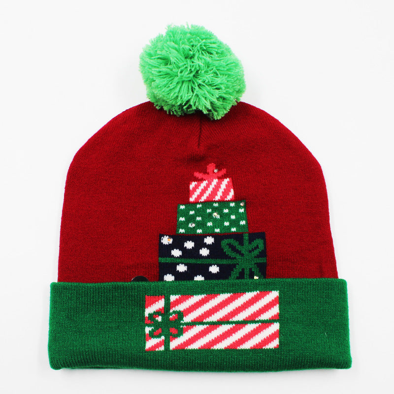 Holiday Party Christmas LED Luminous Knitted Jacquard Knitted Hat
