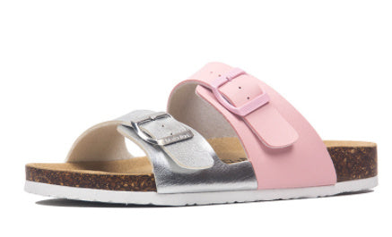Maibulun Flat Cork Slippers Color Matching Ins Style Summer Beach Outdoor Home Sandals Couple Plus Size