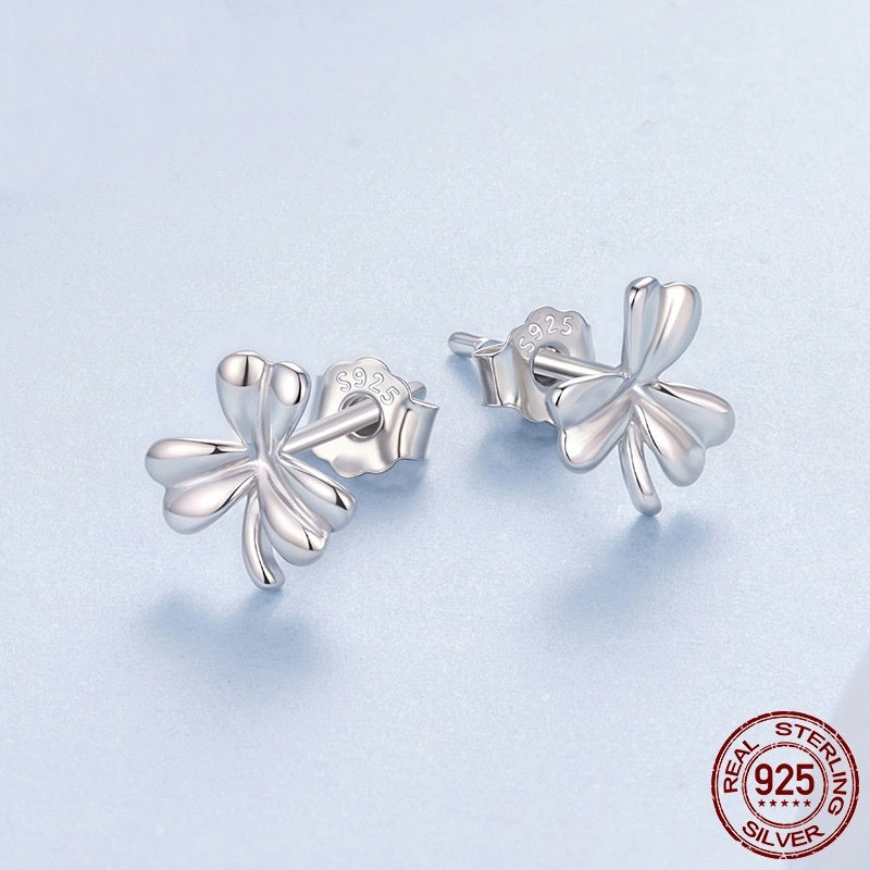 Simple Fashion Leaves S925 Sterling Silver Stud Earrings