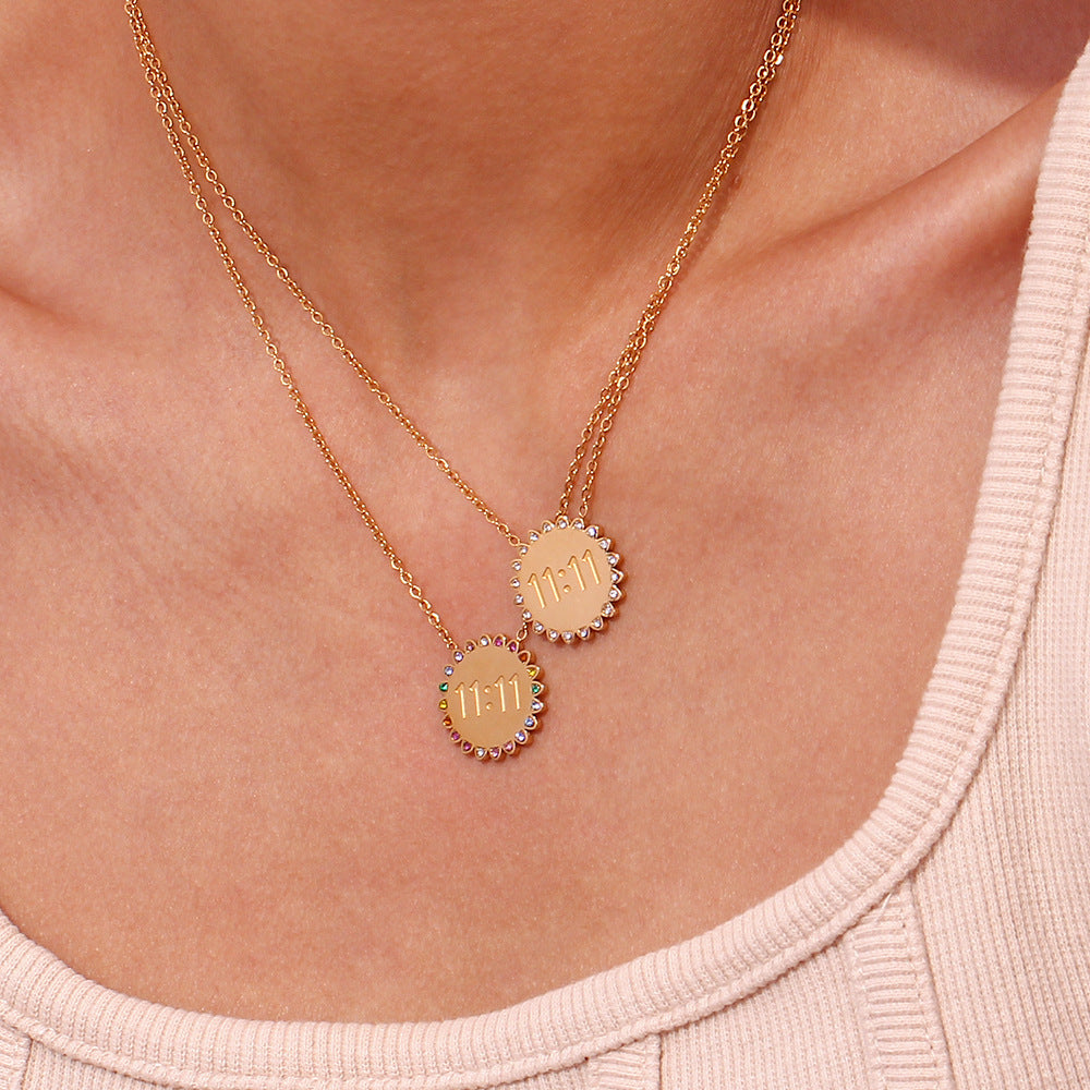 18K Gold Micro Inlay Rhinestone SUNFLOWER Pendant Necklace