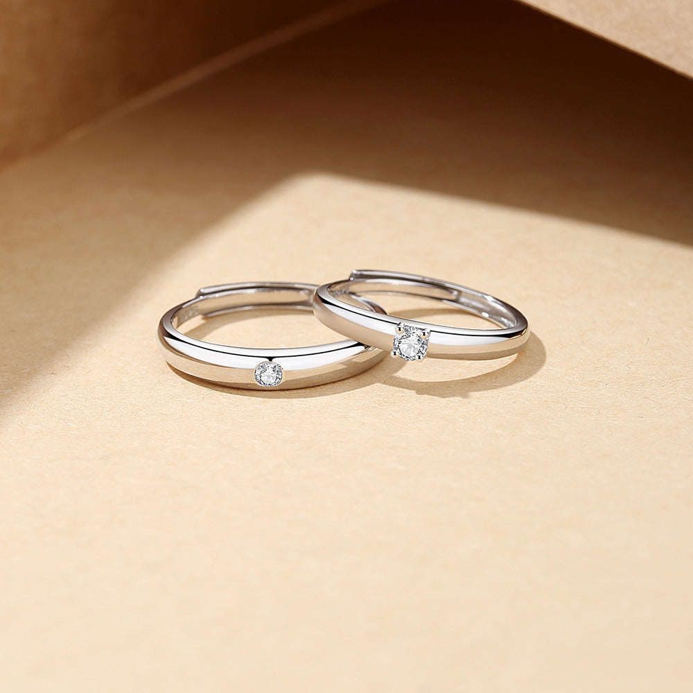 Ring Flash Single Zircon Couple Ring Men And Women Niche Opening Couple Rings
