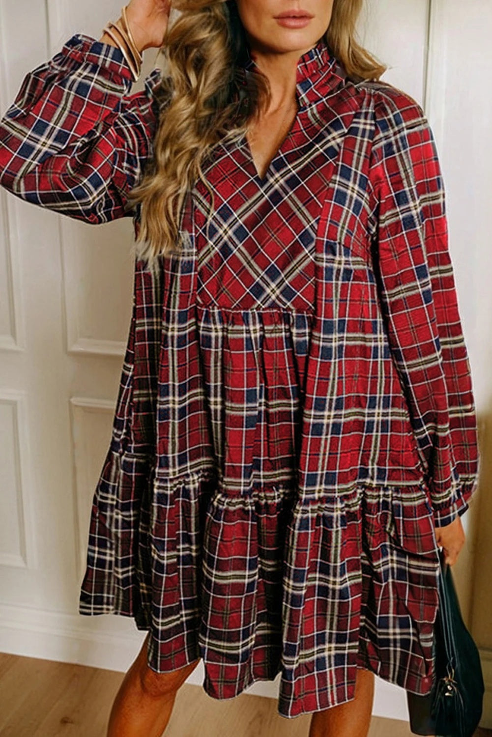 Women's Leisure Pullover Printed Plaid Dress