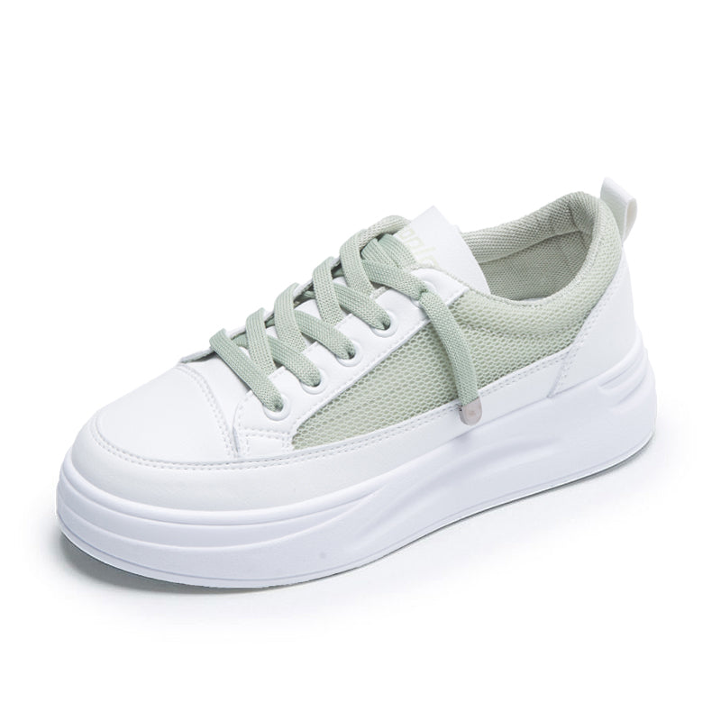 Mesh casual platform white shoes