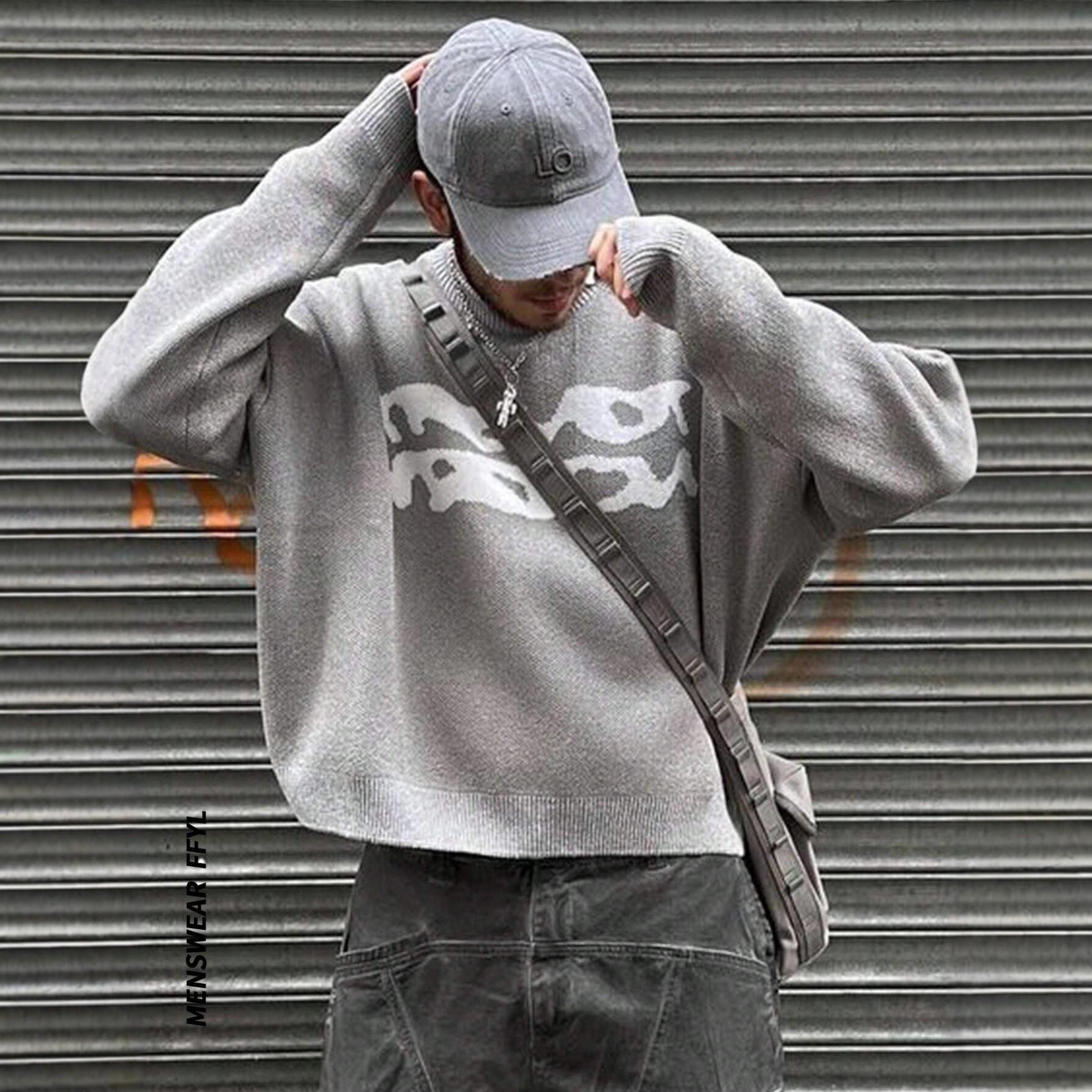 Loose Geometric Jacquard Pullover Knitted Sweater