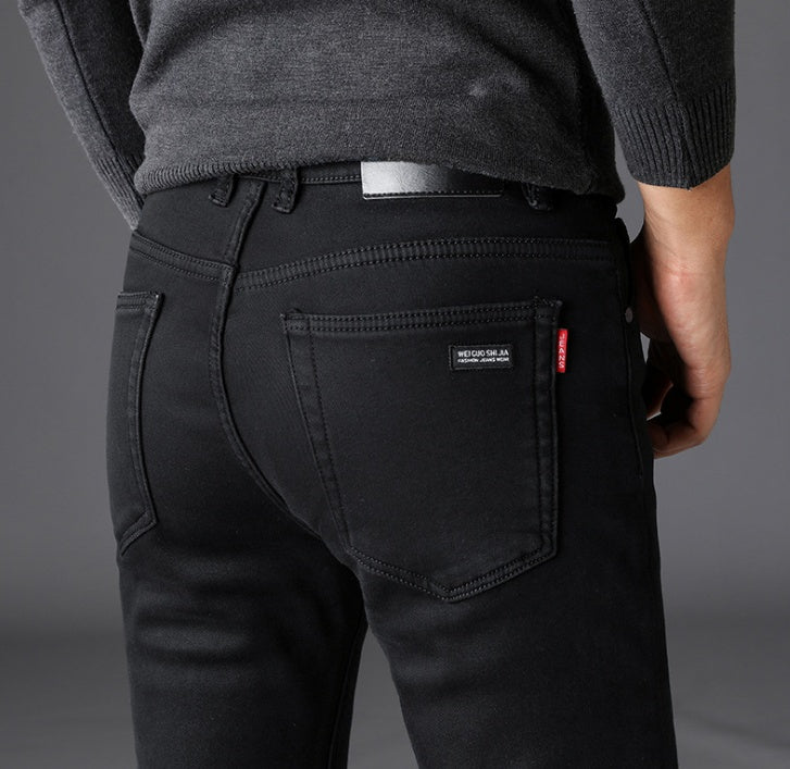 Men's Jeans Slim Straight Black Pants