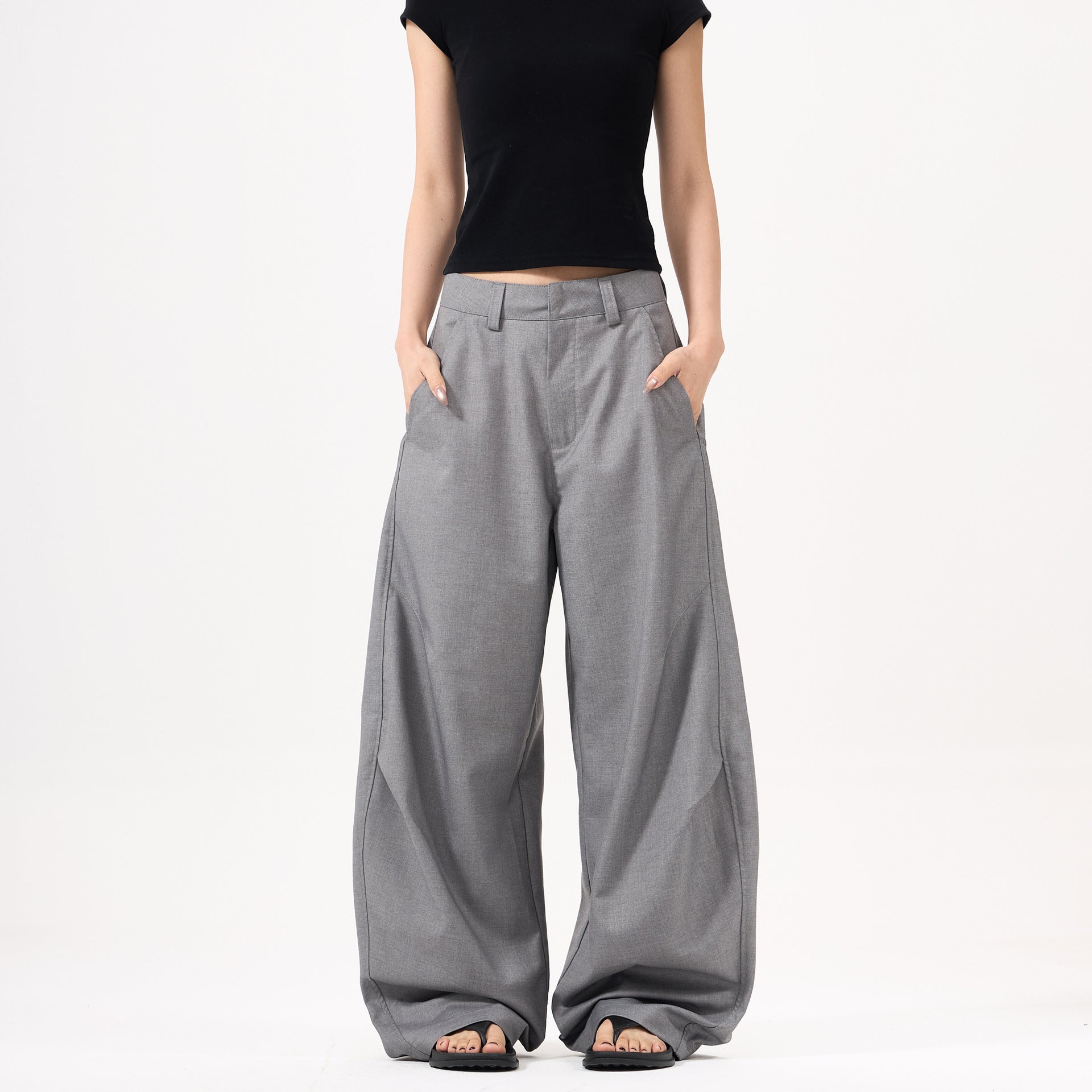 Retro High Grade Pleated Women's Wide-leg Pants