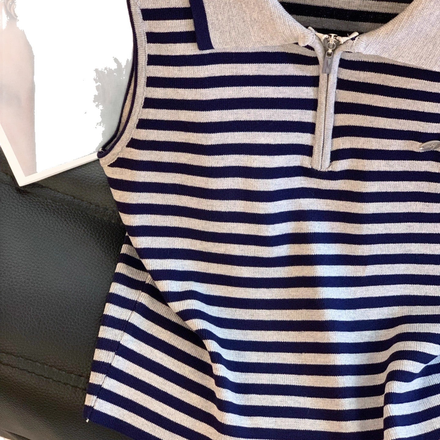French-style Striped Knitted Vest For Women