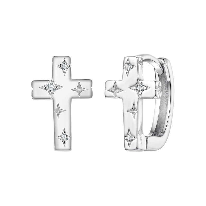Original S925 Sterling Silver Star Cross Ear Clip
