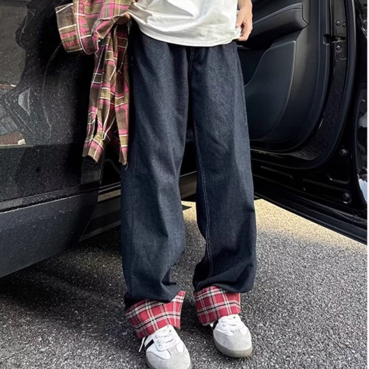 Stitching Curling Jeans Men's Summer Thin Straight