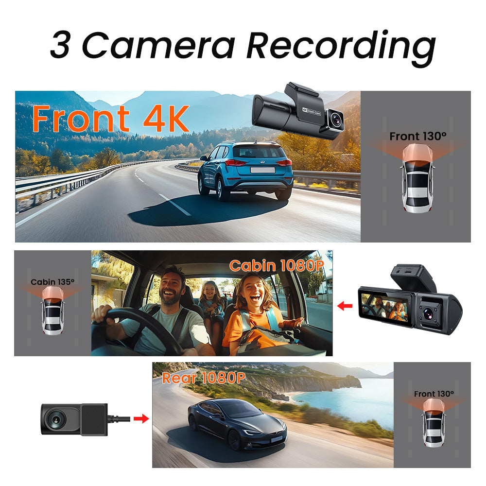 Three-record Driving Recorder WIFI Mobile Phone Interconnection GPS Driving Track Monitoring