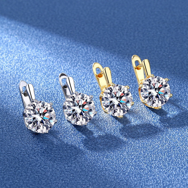 European And American Fashion Six-claw Super Flash Big Diamond Earrings