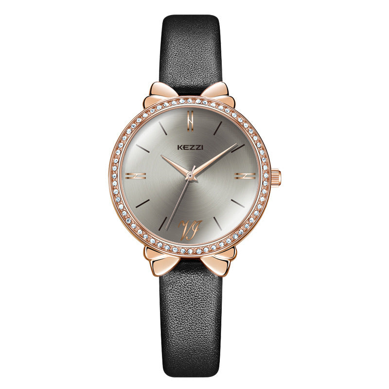 Women's Diamond-embedded Simple Elegant Belt Quartz Waterproof Watch