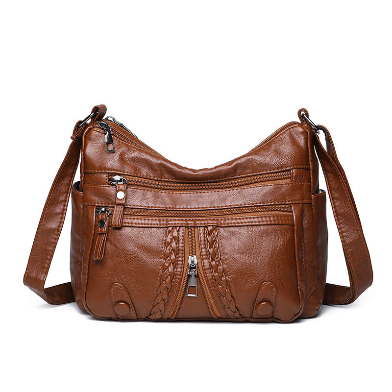 New Large Capacity Multi-compartment Washed Leather Bag