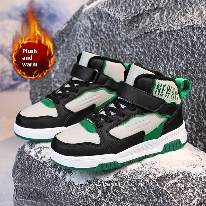 Casual Leather Sports Board Shoes High-top Velvet Thermal