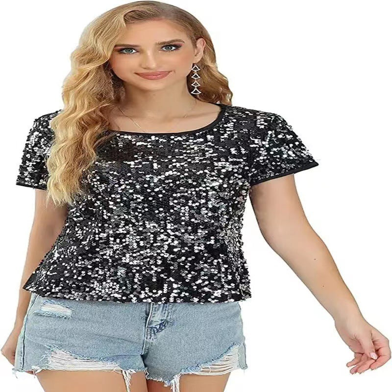 Crew-neck Fashionable Slim-fit Short-sleeve Casual Party Top